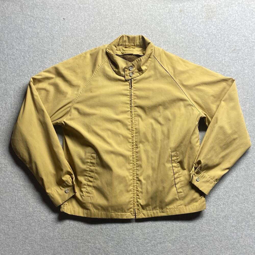 Vtg 60s London Fog Harrington Jacket 40 Reg Yellow Mustard Calibre Cloth Talon